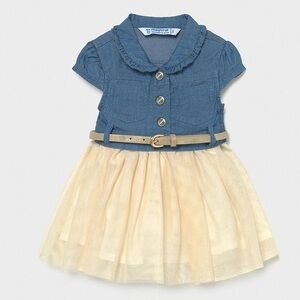 Size 9 months Baby Mayoral Denim and Cream Tulle Dress